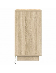 Comodino con Luci LED Rovere Sonoma 38x34x65 cm 2