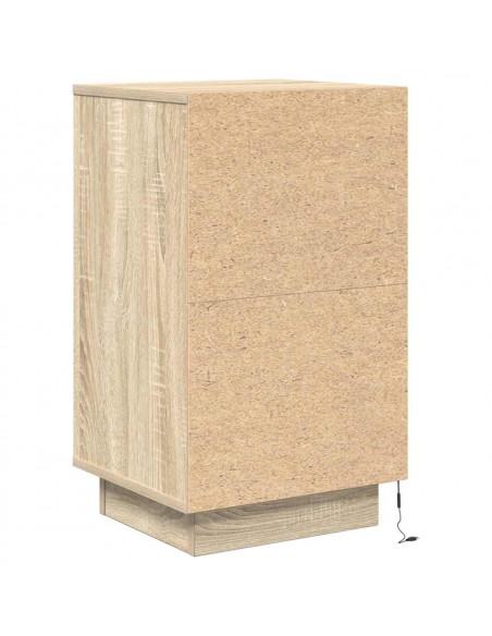Comodino con Luci LED Rovere Sonoma 38x34x65 cm