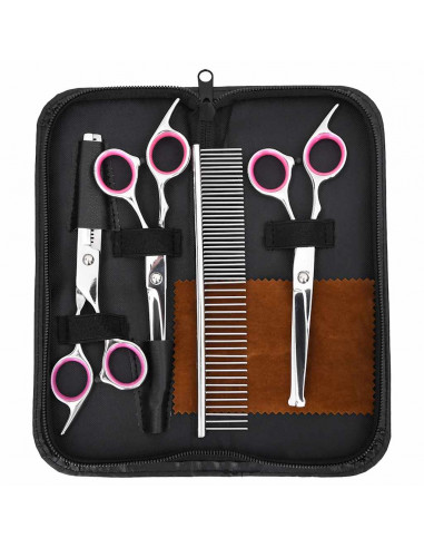 Set Forbici da Toelettatura Cani 4 pz in Acciaio Inossidabile