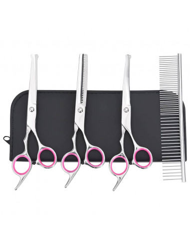 Set Forbici da Toelettatura Cani 4 pz in Acciaio Inossidabile