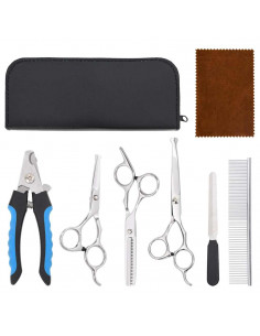 Set Forbici da Toelettatura Cani 6 pz in Acciaio Inossidabile