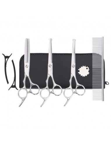 Set Forbici da Toelettatura Cani 7 pz in Acciaio Inossidabile