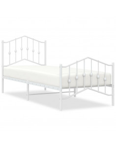 Giroletto con Testiera e Pediera Metallo Bianco 90x200 cm 2