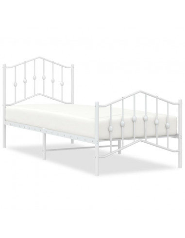 Giroletto con Testiera e Pediera Metallo Bianco 90x200 cm