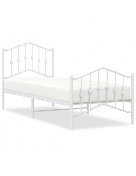 Giroletto con Testiera e Pediera Metallo Bianco 90x200 cm