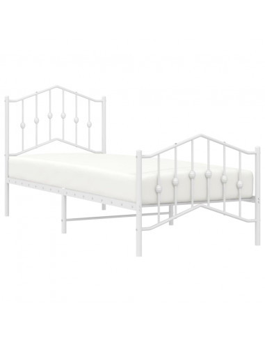 Giroletto con Testiera e Pediera Metallo Bianco 90x200 cm