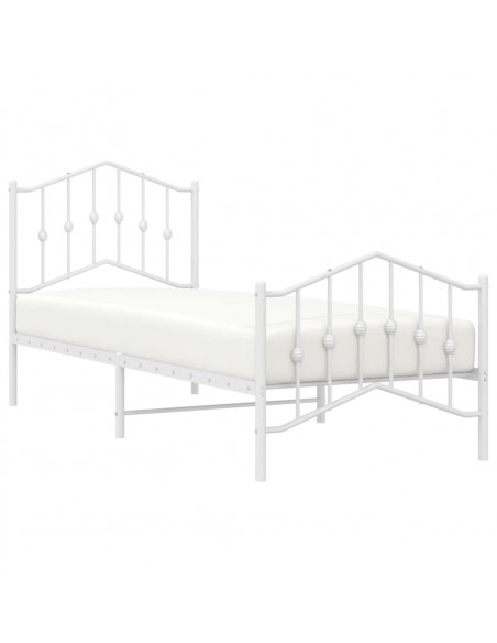 Giroletto con Testiera e Pediera Metallo Bianco 90x200 cm