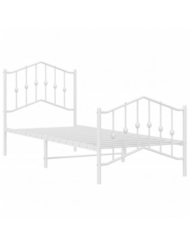 Giroletto con Testiera e Pediera Metallo Bianco 90x200 cm