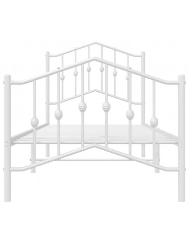 Giroletto con Testiera e Pediera Metallo Bianco 90x200 cm