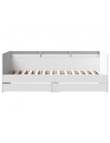 Divano Letto con Cassetti Bianco 90x200 cm in Legno Multistrato