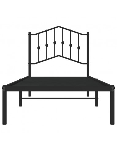 Giroletto con Testiera in Metallo Nero 90x200 cm