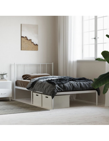 Giroletto con Testiera Metallo Bianco 107x203 cm