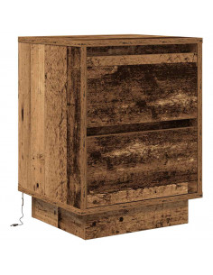 Comodini con Luci a LED 2 pz Legno Antico 38x34x50 cm