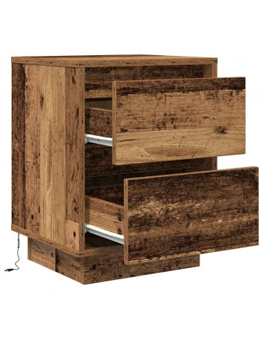 Comodini con Luci a LED 2 pz Legno Antico 38x34x50 cm