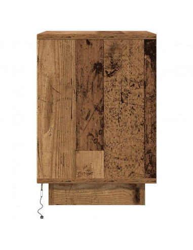 Comodini con Luci a LED 2 pz Legno Antico 38x34x50 cm