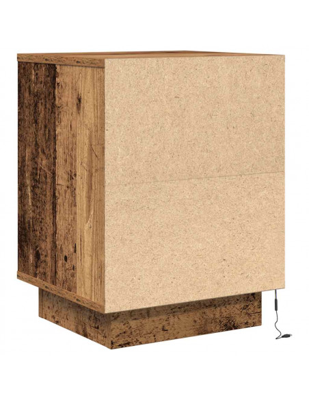 Comodini con Luci a LED 2 pz Legno Antico 38x34x50 cm