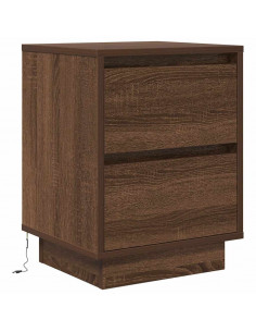 Comodini con Luci a LED 2 pz Rovere Marrone 38x34x50 cm