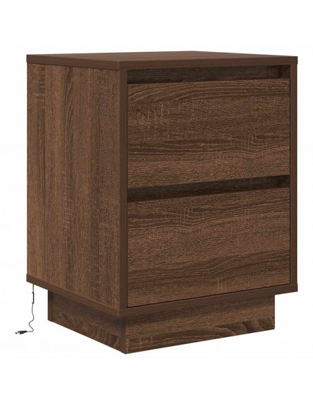 Comodini con Luci a LED 2 pz Rovere Marrone 38x34x50 cm
