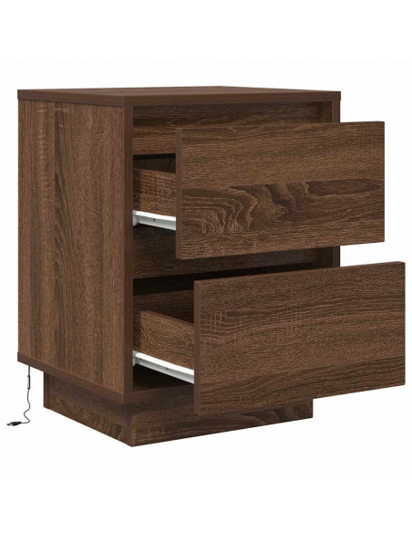 Comodini con Luci a LED 2 pz Rovere Marrone 38x34x50 cm