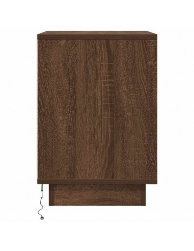 Comodini con Luci a LED 2 pz Rovere Marrone 38x34x50 cm