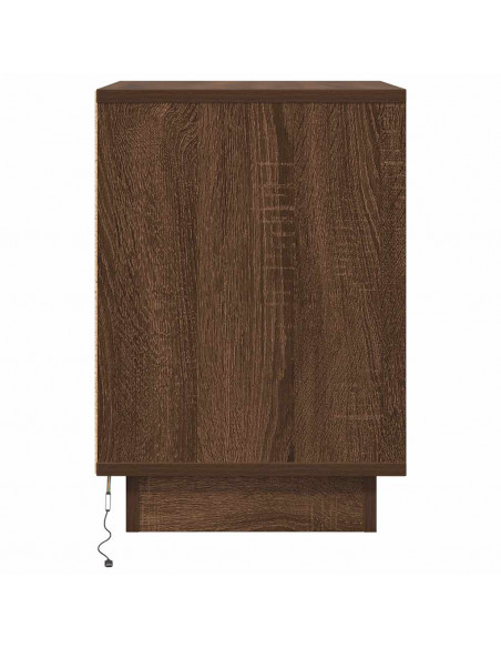 Comodini con Luci a LED 2 pz Rovere Marrone 38x34x50 cm