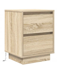 Comodini con Luci a LED 2 pz Rovere Sonoma 38x34x50 cm