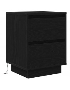 Comodini con Luci LED 2 pz Nero 38x34x50 cm