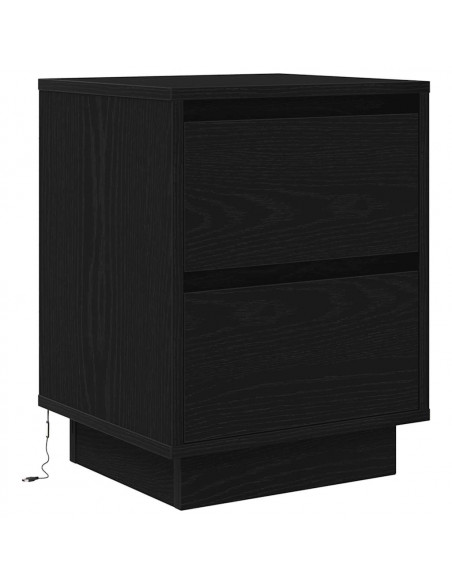 Comodini con Luci LED 2 pz Nero 38x34x50 cm