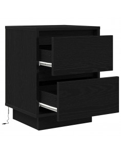 Comodini con Luci LED 2 pz Nero 38x34x50 cm 2