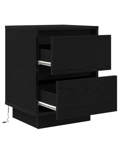 Comodini con Luci LED 2 pz Nero 38x34x50 cm