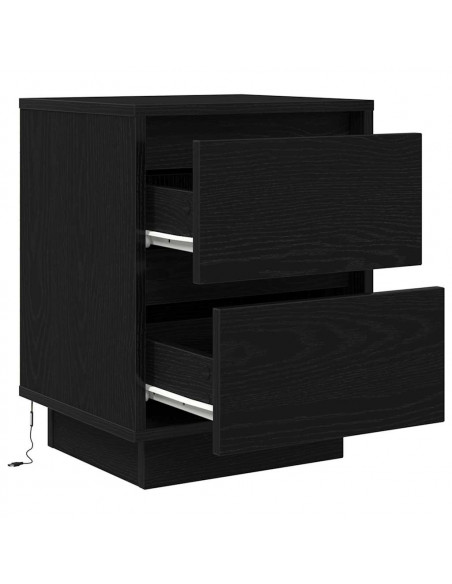 Comodini con Luci LED 2 pz Nero 38x34x50 cm