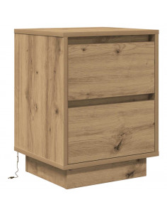 Comodini con Luci a LED 2 pz Rovere Artigianale 38x34x50 cm