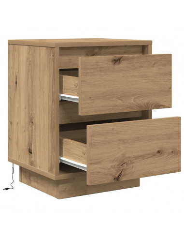 Comodini con Luci a LED 2 pz Rovere Artigianale 38x34x50 cm