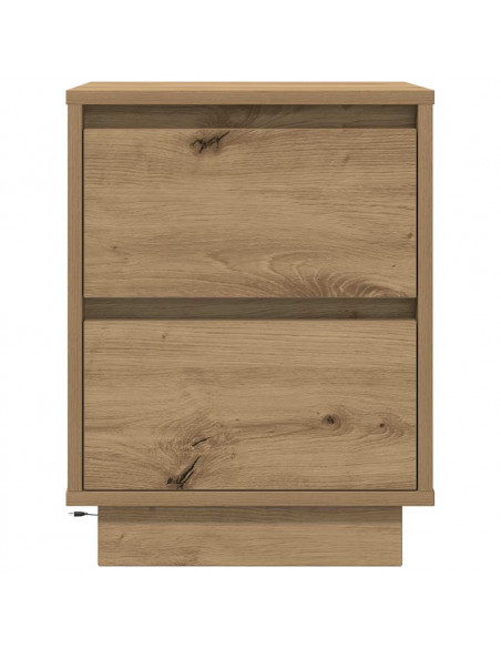 Comodini con Luci a LED 2 pz Rovere Artigianale 38x34x50 cm