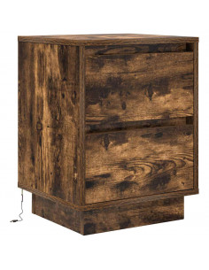 Comodini con Luci a LED 2 pz Rovere Fumo 38x34x50 cm