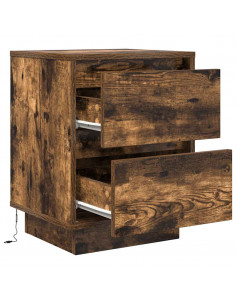 Comodini con Luci a LED 2 pz Rovere Fumo 38x34x50 cm 2