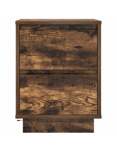 Comodini con Luci a LED 2 pz Rovere Fumo 38x34x50 cm