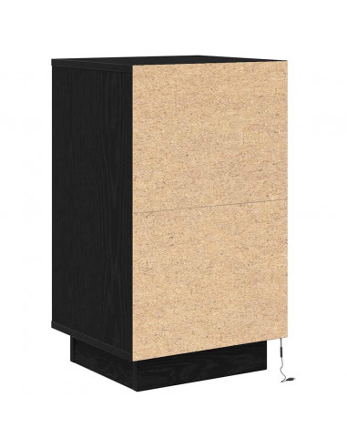 Comodino con Luci LED Nero 38x34x65 cm