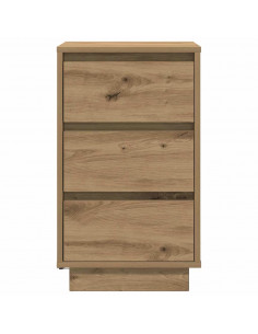 Comodino con Luci LED Rovere Artigianale 38x34x65 cm