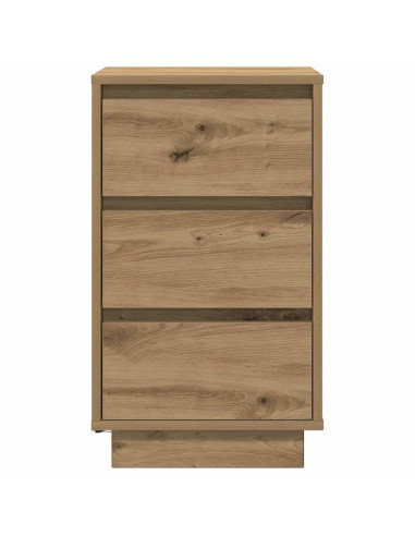 Comodino con Luci LED Rovere Artigianale 38x34x65 cm