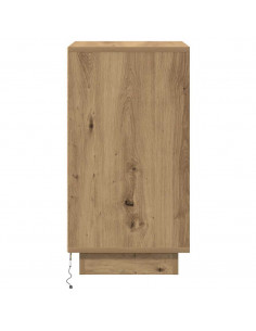 Comodino con Luci LED Rovere Artigianale 38x34x65 cm 2