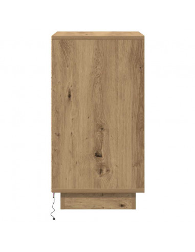 Comodino con Luci LED Rovere Artigianale 38x34x65 cm