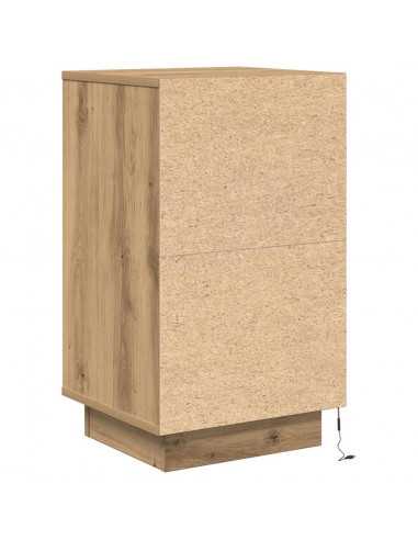 Comodino con Luci LED Rovere Artigianale 38x34x65 cm