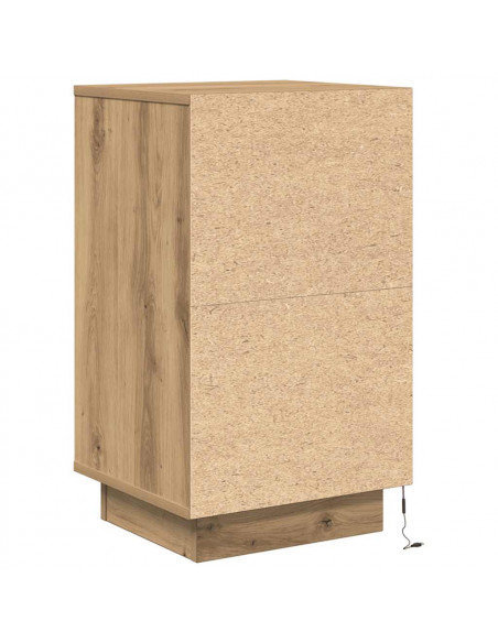 Comodino con Luci LED Rovere Artigianale 38x34x65 cm