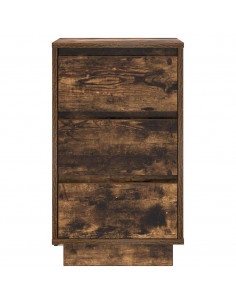 Comodino con Luci LED Rovere Fumo 38x34x65 cm