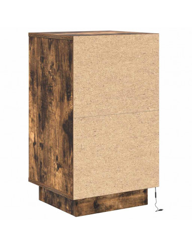 Comodino con Luci LED Rovere Fumo 38x34x65 cm