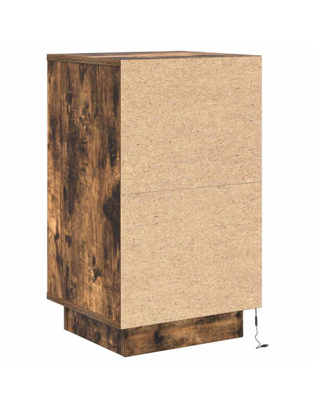 Comodino con Luci LED Rovere Fumo 38x34x65 cm