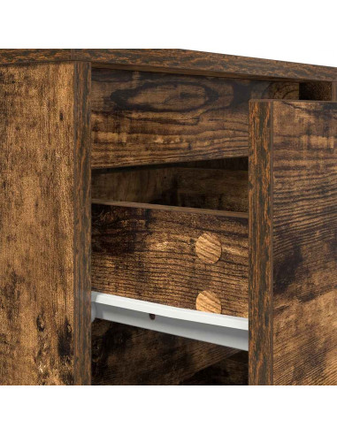 Comodino con Luci LED Rovere Fumo 38x34x65 cm