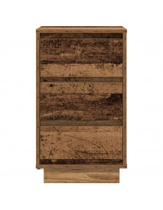 Comodino con Luci LED Legno Antico 38x34x65 cm