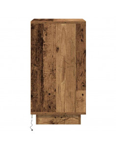 Comodino con Luci LED Legno Antico 38x34x65 cm 2